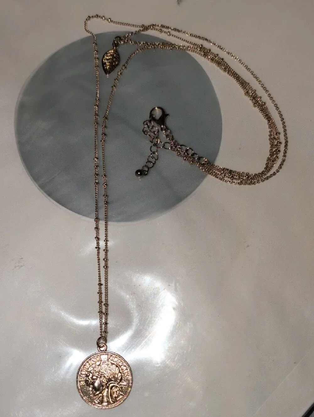Gold-Tone Double Layer Coin Pendant Necklace - Women Jewelry